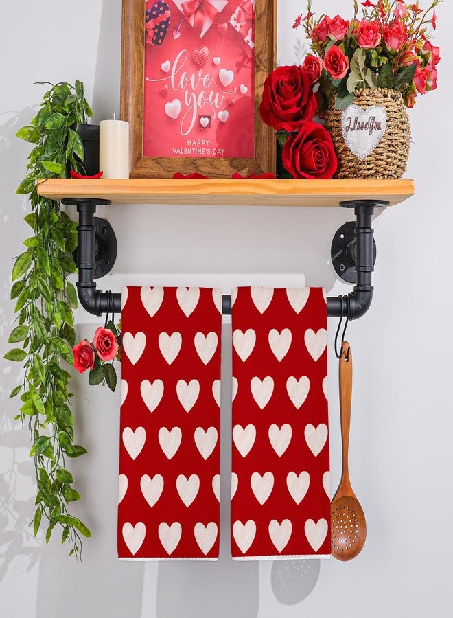 Siilues Valentines Day Kitchen Towels Set of 2, 18x26 Inch Valentines Day Dish Towels Sweet Heart Valentines Day Decor Hand Towels Seasonal Decorations for Home Drying Dishcloth - Image 3